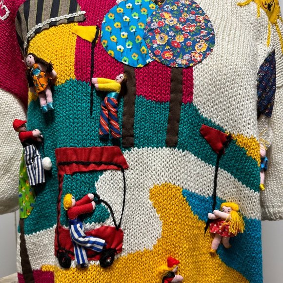 Vintage Raquel’s 3D Golf Appliqué Sweater Handmade Peru Rare Deadstock Small - Picture 6 of 9